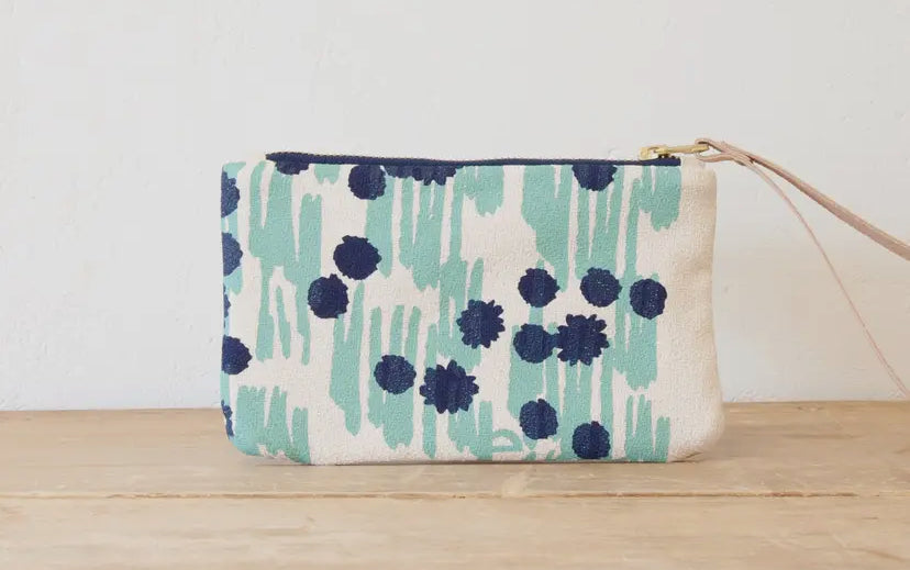 Navy Meadow Wristlet