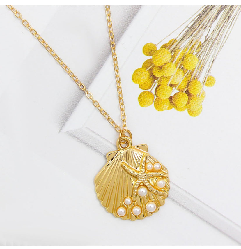 Gold & Pearl Shell Necklace