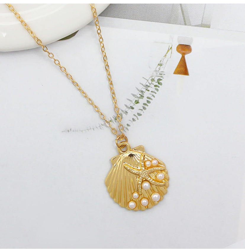 Gold & Pearl Shell Necklace