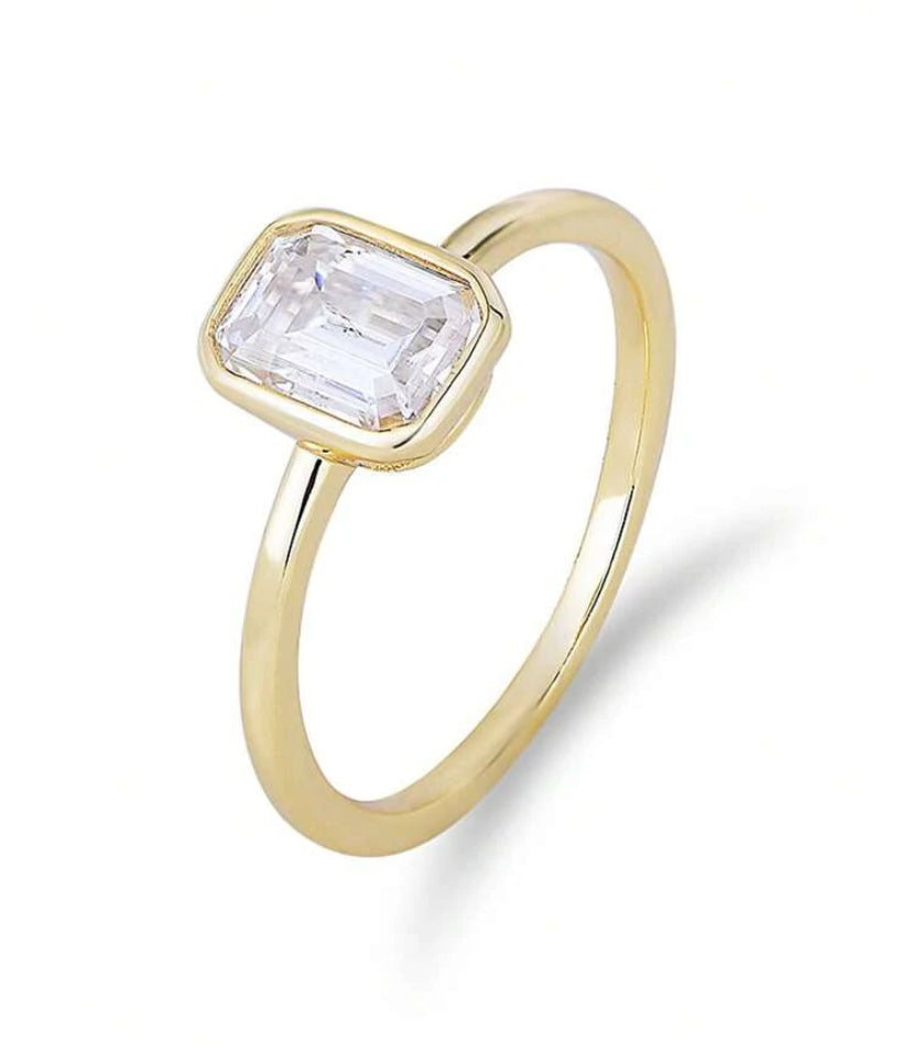 Elizabetta Emerald Cut Gold Ring