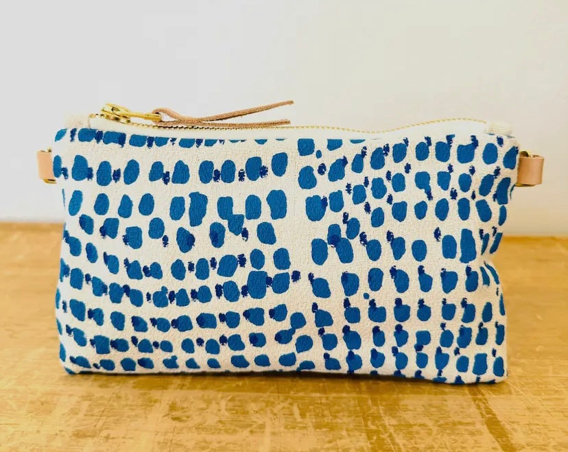 Bella Blue Dot Wristlet